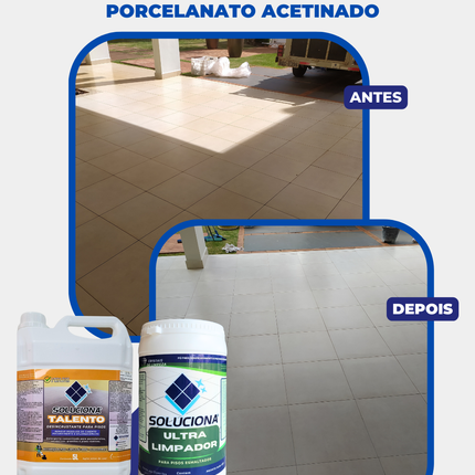 ULTRA LIMPADOR  SOLUCIONA ESMALTADO 1KG (Limpador esfoliante, elimina encardimento sem danos ao esmalte) - Soluciona Restauração de Pisos