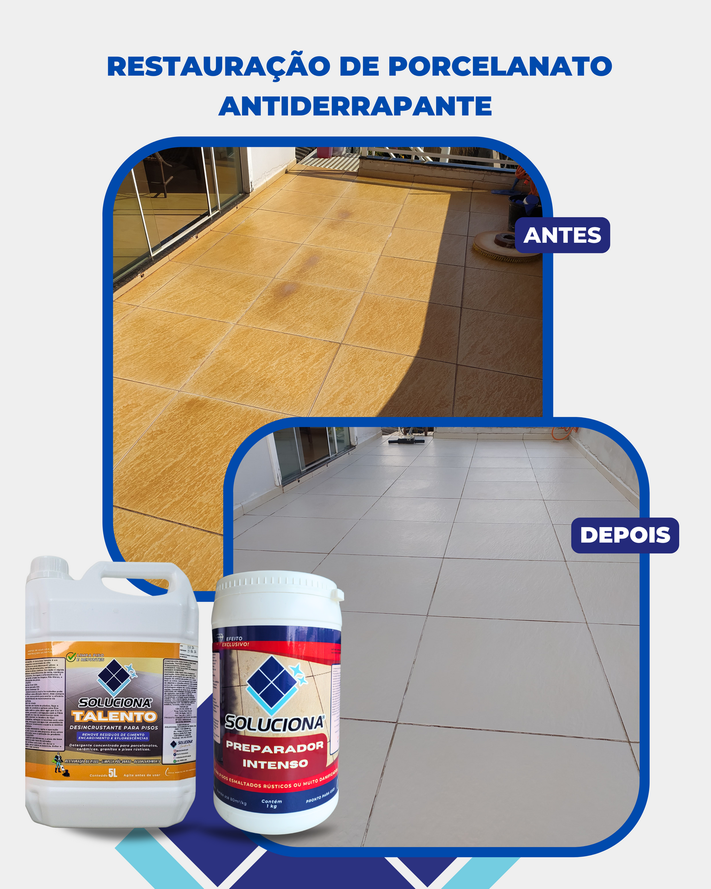 DESINCRUSTANTE TALENTO 5L (Detergente para desencardimento de pisos e pós-obra. Remove resíduos de cimento) - Soluciona Restauração de Pisos
