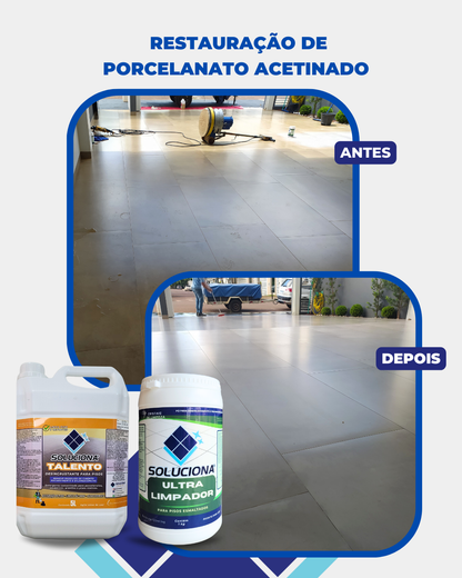 ULTRA LIMPADOR  SOLUCIONA ESMALTADO 1KG (Limpador esfoliante, elimina encardimento sem danos ao esmalte) - Soluciona Restauração de Pisos