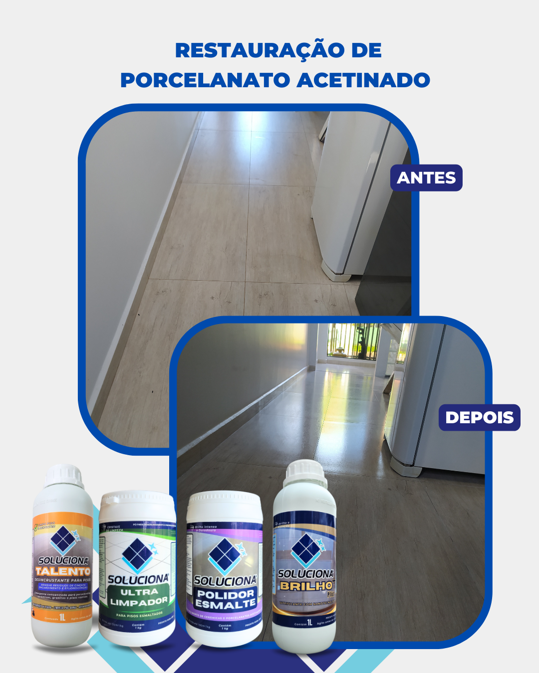 ULTRA LIMPADOR  SOLUCIONA ESMALTADO 1KG (Limpador esfoliante, elimina encardimento sem danos ao esmalte) - Soluciona Restauração de Pisos