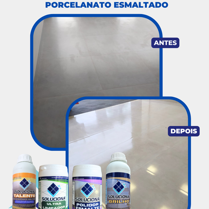 VITRIFICANTE BRILHO PLUS+ 1L (Vitrificante e Cristalizante para aumento do brilho e resistência dos revestimentos) - Soluciona Restauração de Pisos