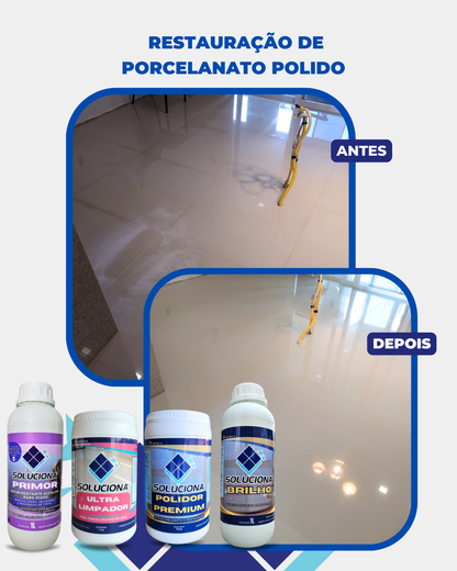 DESINCRUSTANTE ALCALINO PRIMOR 5L (Detergente alcalino para desencardimento de pisos sensíveis/ Removedor de ceras e resinas base d'água) - Soluciona Restauração de Pisos