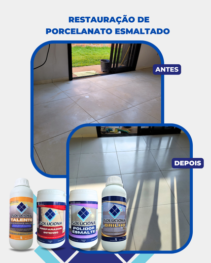 VITRIFICANTE SOLUCIONA BRILHO PLUS+ 5L (Vitrificante e Cristalizante para aumento do brilho e resistência dos revestimentos) - Soluciona Restauração de Pisos