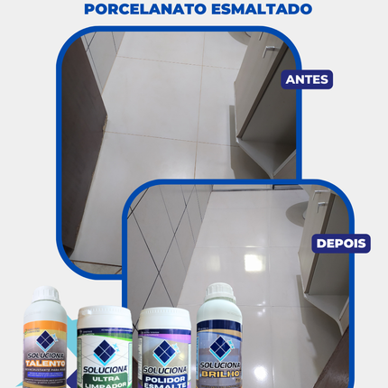 POLIDOR ESMALTE SOLUCIONA 1KG (Ultilizado com politriz, remove manchas em superfícies esmaltadas. Brilho intenso e definitivo!) - Soluciona Restauração de Pisos