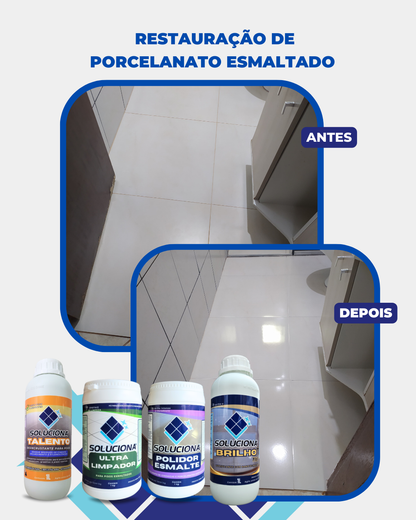POLIDOR ESMALTE SOLUCIONA 1KG (Ultilizado com politriz, remove manchas em superfícies esmaltadas. Brilho intenso e definitivo!) - Soluciona Restauração de Pisos