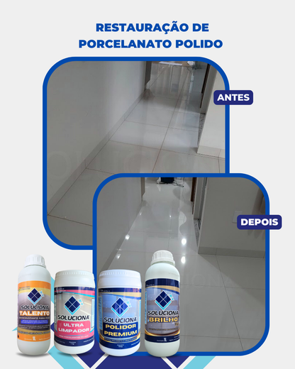 VITRIFICANTE SOLUCIONA BRILHO PLUS+ 5L (Vitrificante e Cristalizante para aumento do brilho e resistência dos revestimentos) - Soluciona Restauração de Pisos
