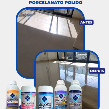 VITRIFICANTE SOLUCIONA BRILHO PLUS+ 5L (Vitrificante e Cristalizante para aumento do brilho e resistência dos revestimentos) - Soluciona Restauração de Pisos