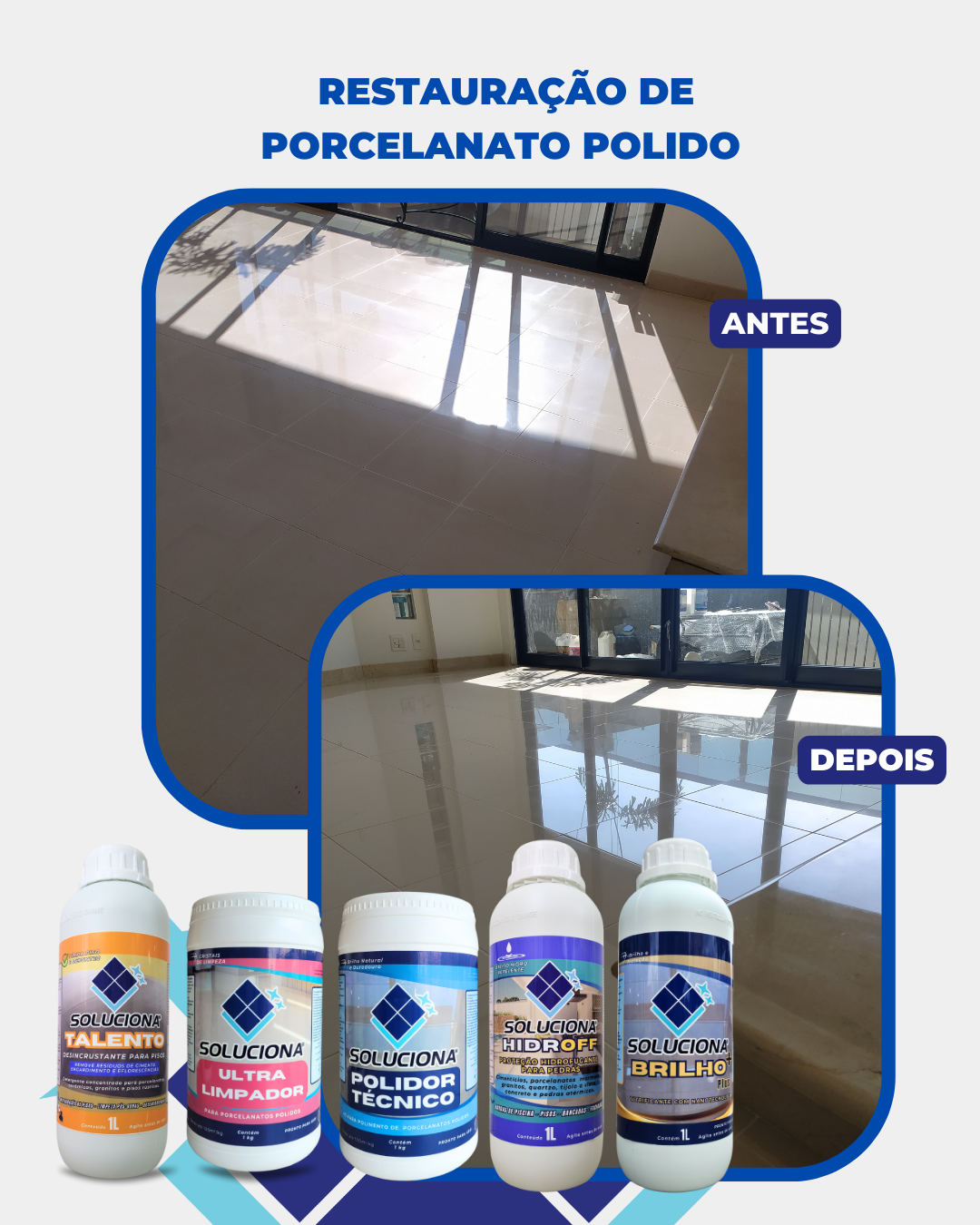VITRIFICANTE SOLUCIONA BRILHO PLUS+ 5L (Vitrificante e Cristalizante para aumento do brilho e resistência dos revestimentos) - Soluciona Restauração de Pisos