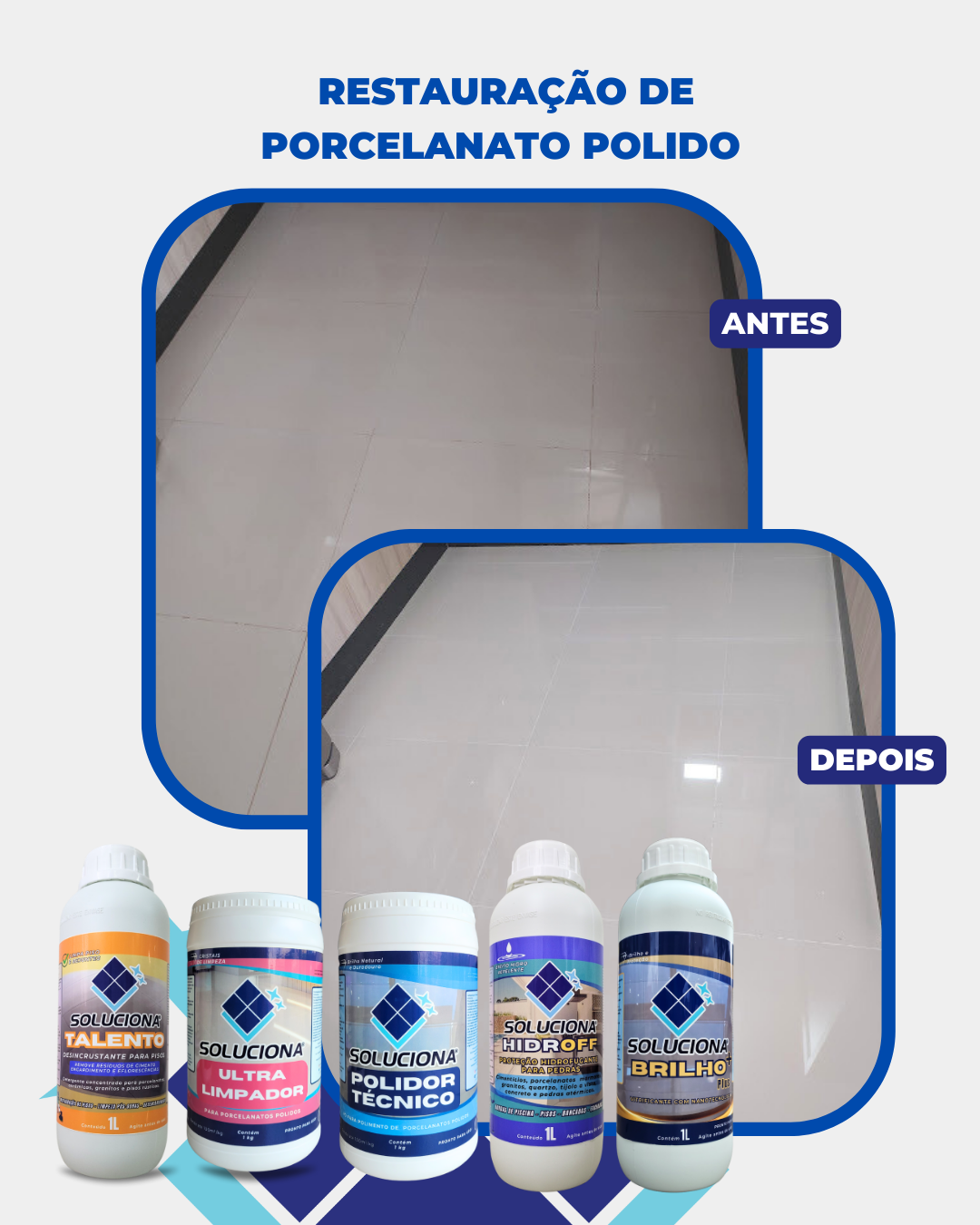 ULTRA LIMPADOR SOLUCIONA POLIDO 1KG (Limpador em pó para superfícies polidas) - Soluciona Restauração de Pisos