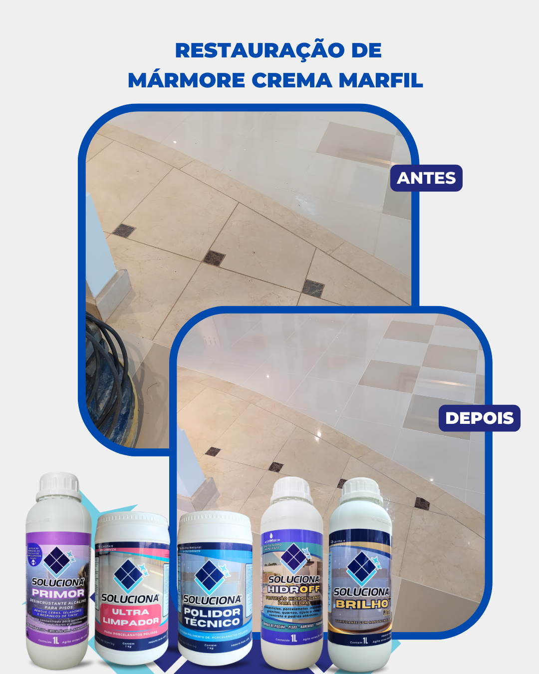 ULTRA LIMPADOR SOLUCIONA POLIDO 1KG (Limpador em pó para superfícies polidas) - Soluciona Restauração de Pisos