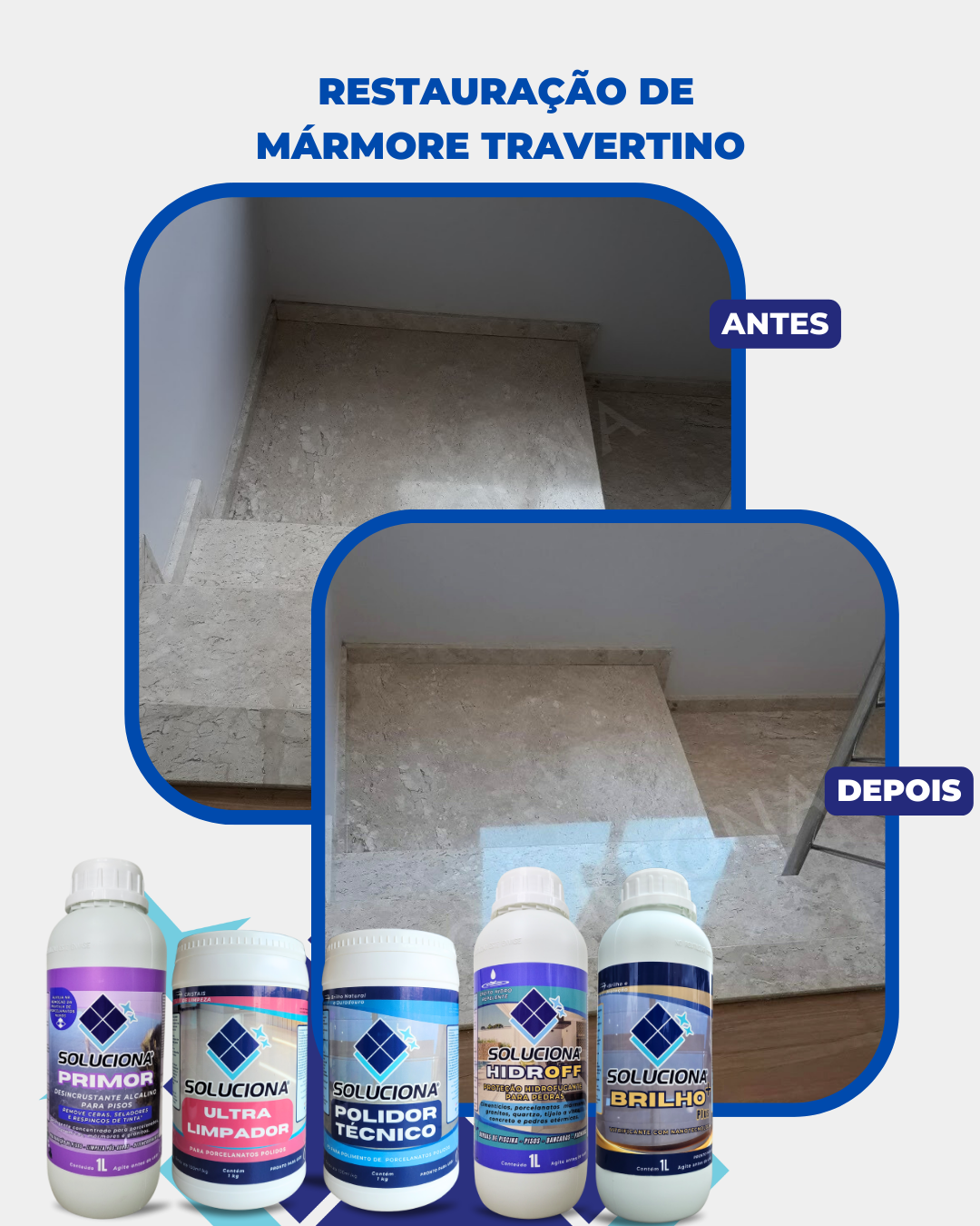 ULTRA LIMPADOR SOLUCIONA POLIDO 1KG (Limpador em pó para superfícies polidas) - Soluciona Restauração de Pisos