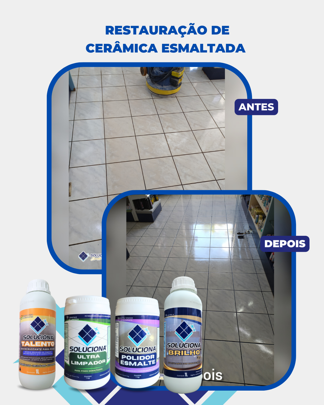 POLIDOR ESMALTE SOLUCIONA 1KG (Ultilizado com politriz, remove manchas em superfícies esmaltadas. Brilho intenso e definitivo!) - Soluciona Restauração de Pisos