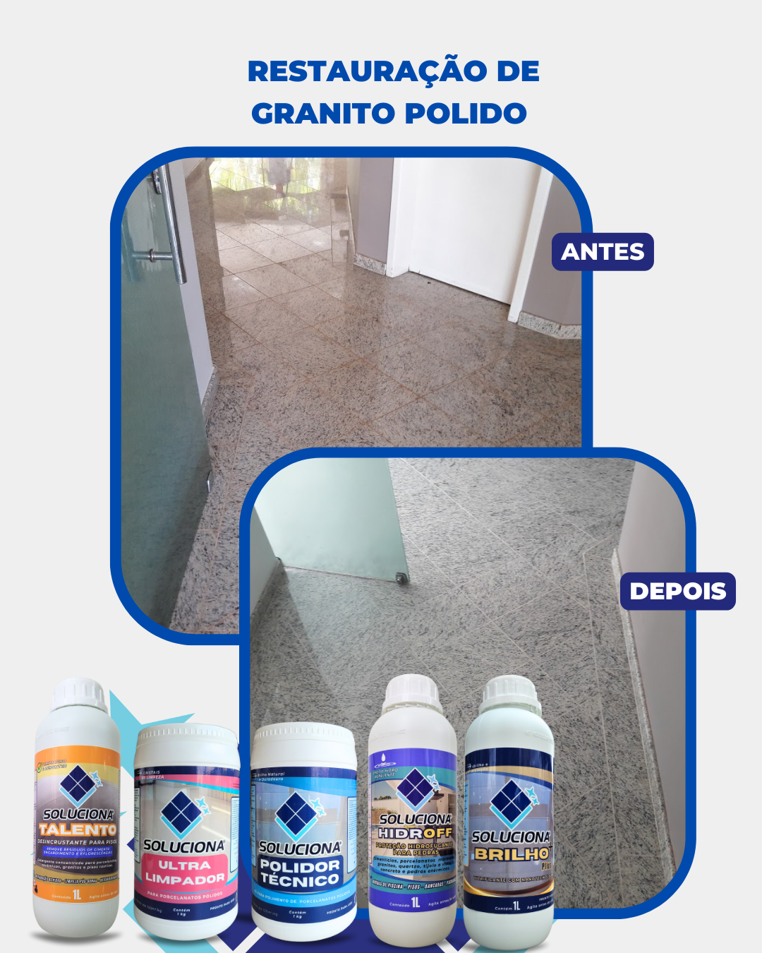 VITRIFICANTE BRILHO PLUS+ 1L (Vitrificante e Cristalizante para aumento do brilho e resistência dos revestimentos) - Soluciona Restauração de Pisos