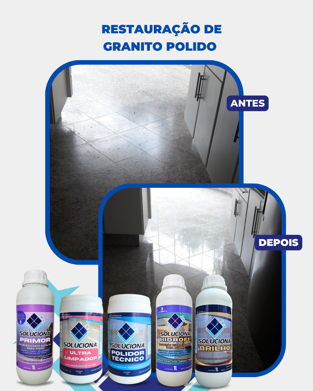 VITRIFICANTE BRILHO PLUS+ 1L (Vitrificante e Cristalizante para aumento do brilho e resistência dos revestimentos) - Soluciona Restauração de Pisos