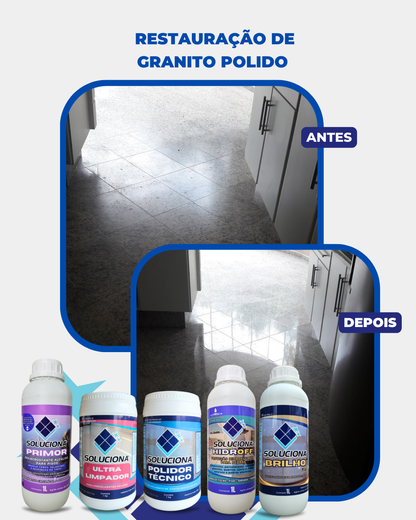 VITRIFICANTE BRILHO PLUS+ 1L (Vitrificante e Cristalizante para aumento do brilho e resistência dos revestimentos) - Soluciona Restauração de Pisos