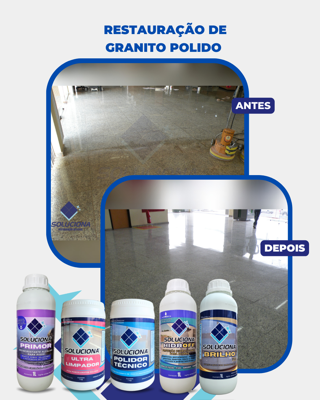 POLIDOR TÉCNICO SOLUCIONA 1KG (Polidor universal, utilizado com politriz elimina manchas de superfícies cerâmicas e polidas) - Soluciona Restauração de Pisos