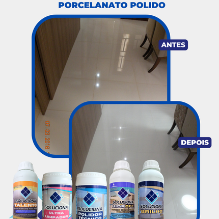 VITRIFICANTE SOLUCIONA BRILHO PLUS+ 5L (Vitrificante e Cristalizante para aumento do brilho e resistência dos revestimentos) - Soluciona Restauração de Pisos
