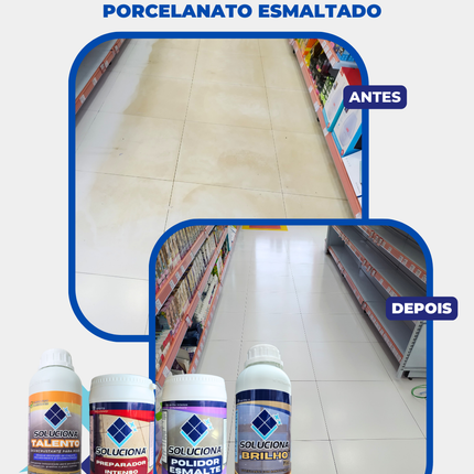 VITRIFICANTE SOLUCIONA BRILHO PLUS+ 5L (Vitrificante e Cristalizante para aumento do brilho e resistência dos revestimentos) - Soluciona Restauração de Pisos