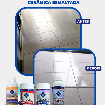 POLIDOR ESMALTE SOLUCIONA 1KG (Ultilizado com politriz, remove manchas em superfícies esmaltadas. Brilho intenso e definitivo!) - Soluciona Restauração de Pisos