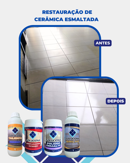 POLIDOR ESMALTE SOLUCIONA 1KG (Ultilizado com politriz, remove manchas em superfícies esmaltadas. Brilho intenso e definitivo!) - Soluciona Restauração de Pisos