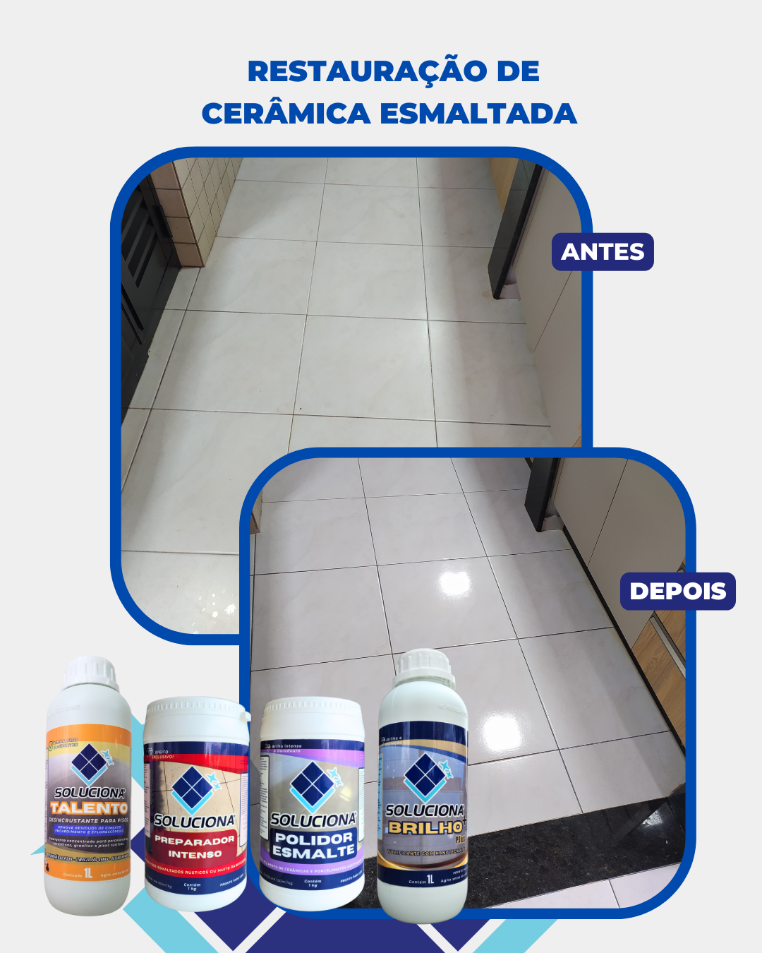 POLIDOR ESMALTE SOLUCIONA 1KG (Ultilizado com politriz, remove manchas em superfícies esmaltadas. Brilho intenso e definitivo!) - Soluciona Restauração de Pisos