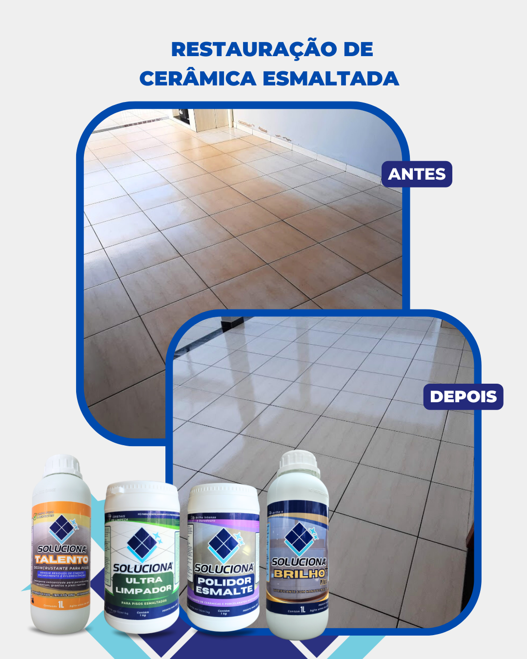 ULTRA LIMPADOR  SOLUCIONA ESMALTADO 1KG (Limpador esfoliante, elimina encardimento sem danos ao esmalte) - Soluciona Restauração de Pisos