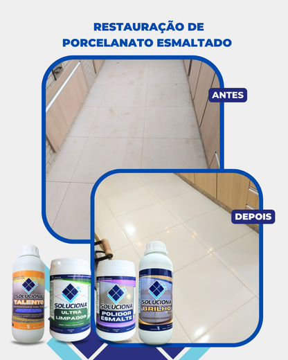 POLIDOR ESMALTE SOLUCIONA 1KG (Ultilizado com politriz, remove manchas em superfícies esmaltadas. Brilho intenso e definitivo!) - Soluciona Restauração de Pisos
