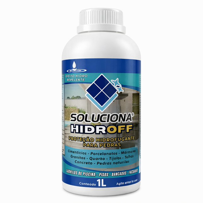 HIDROFF 1L (Impermeabilizante sem cheiro e sem cor, proteção invisível para superfícies polidas e rústicas) - Soluciona Restauração de Pisos