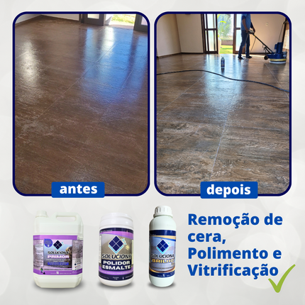 DESINCRUSTANTE ALCALINO PRIMOR 5L (Detergente alcalino para desencardimento de pisos sensíveis/ Removedor de ceras e resinas base d'água) - Soluciona Restauração de Pisos