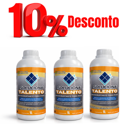 DESINCRUSTANTE TALENTO 1L (Detergente para desencardimento de pisos e pós-obra. Remove resíduos de cimento) - Soluciona Restauração de Pisos