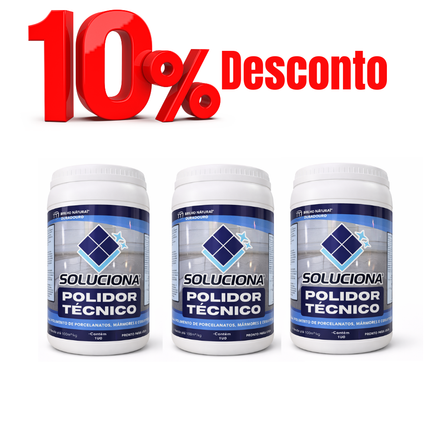 POLIDOR TÉCNICO SOLUCIONA (Polidor universal, utilizado com politriz elimina manchas de superfícies cerâmicas e polidas) - Soluciona Restauração de Pisos
