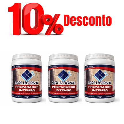 PREPARADOR SOLUCIONA INTENSO 1KG (Pó Preparador para superfícies extremamente ásperas ou contaminadas. Polidor de pisos antiderrapantes) - Soluciona Restauração de Pisos