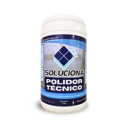 POLIDOR TÉCNICO SOLUCIONA 1KG (Polidor universal, utilizado com politriz elimina manchas de superfícies cerâmicas e polidas) - Soluciona Restauração de Pisos